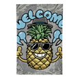 thumbnail image 2 of Shangniulu Pineapple Welcome Small Garden Flag Vertical Double Sided 12 x 18 Inch Hand Painted Black Farmhouse Burlap Yard Outdoor Decor White, 2 of 6