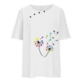 thumbnail image 4 of HAPIMO Women's Trendy Cotton Linen Loose Tops Clearance Summer for Teen Girls Short Sleeve V Neck Button Pullover Elegant Casual Ethnic Embroidery Blouses Floral Graphic White M, 4 of 6