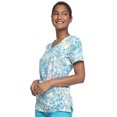 thumbnail image 4 of Cherokee Prints Scrubs Top For Women Mock Wrap Print CK688, XS, Vintage Floral, 4 of 5