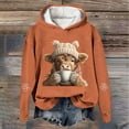 thumbnail image 2 of Womens Christmas Hoodies Long Sleeve Highland Cattle Print Hooded Sweatshirts Xmas Holiday Fall Fashion Pullover Tops Trendy Winter Outfits, 2 of 3