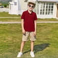 thumbnail image 2 of Ytxxxx Boys Knit Short Sleeve Shirt Comfortable Casual Crewneck Tee for Kids Youth Children Summer Top Brick Red 9-10 Years, 2 of 5