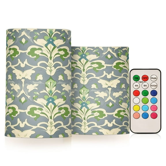 Yayeee Flameless Candles with Remote Flickering Battery Operated Multi Color Changing, Beige Floral
