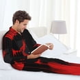 thumbnail image 6 of Picia Minimalist Skull Red Pattern Men’s Long-Sleeve Sleepwear Set - Soft 2-Piece Loungewear with Pockets, Comfy PJs for Relaxing Nights-X-Large, 6 of 7