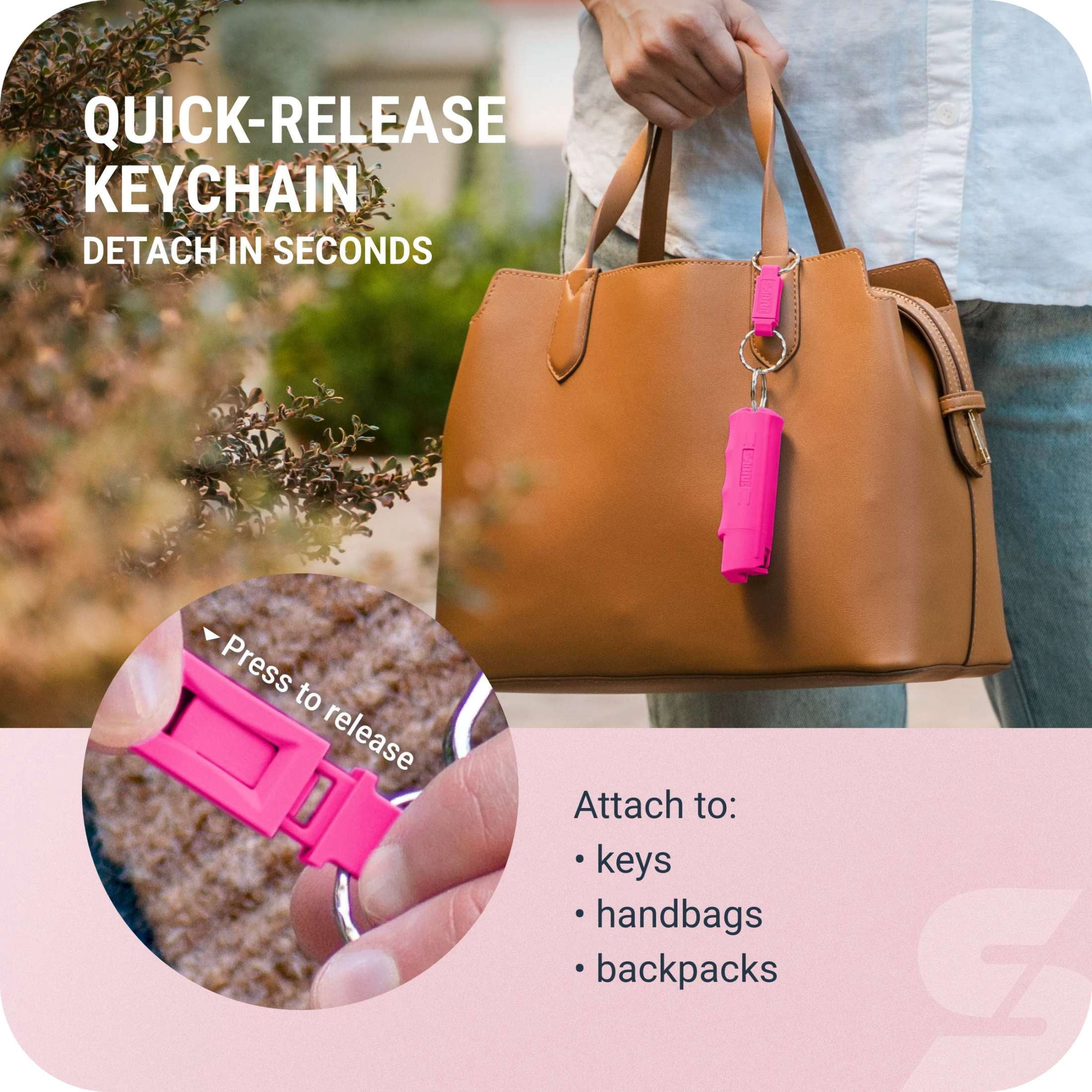SABRE Pepper Spray with Quick Release Keychain, NBCF Pink, 1 Count