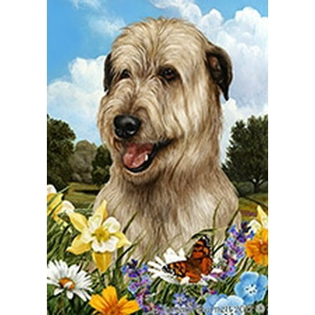 Irish Wolfhound Fawn - Best of Breed  Summer Flowers Garden