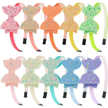 Girls Headbands For Kids,Toddler Headbands Sparkle Bows Hairbands with Teeth Mixcolors Pack of 10