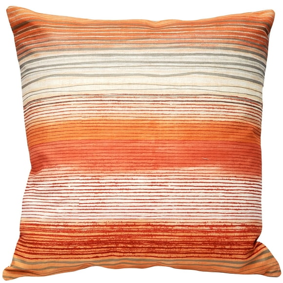 Housse de Coussin Décorative Rayures Sedona Orange 20x20 Pouces