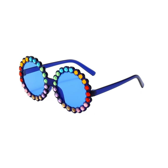 CHENGYU Kids Round Sunglasses, Rhinestone Frame UV400 Protection Sunglasses
