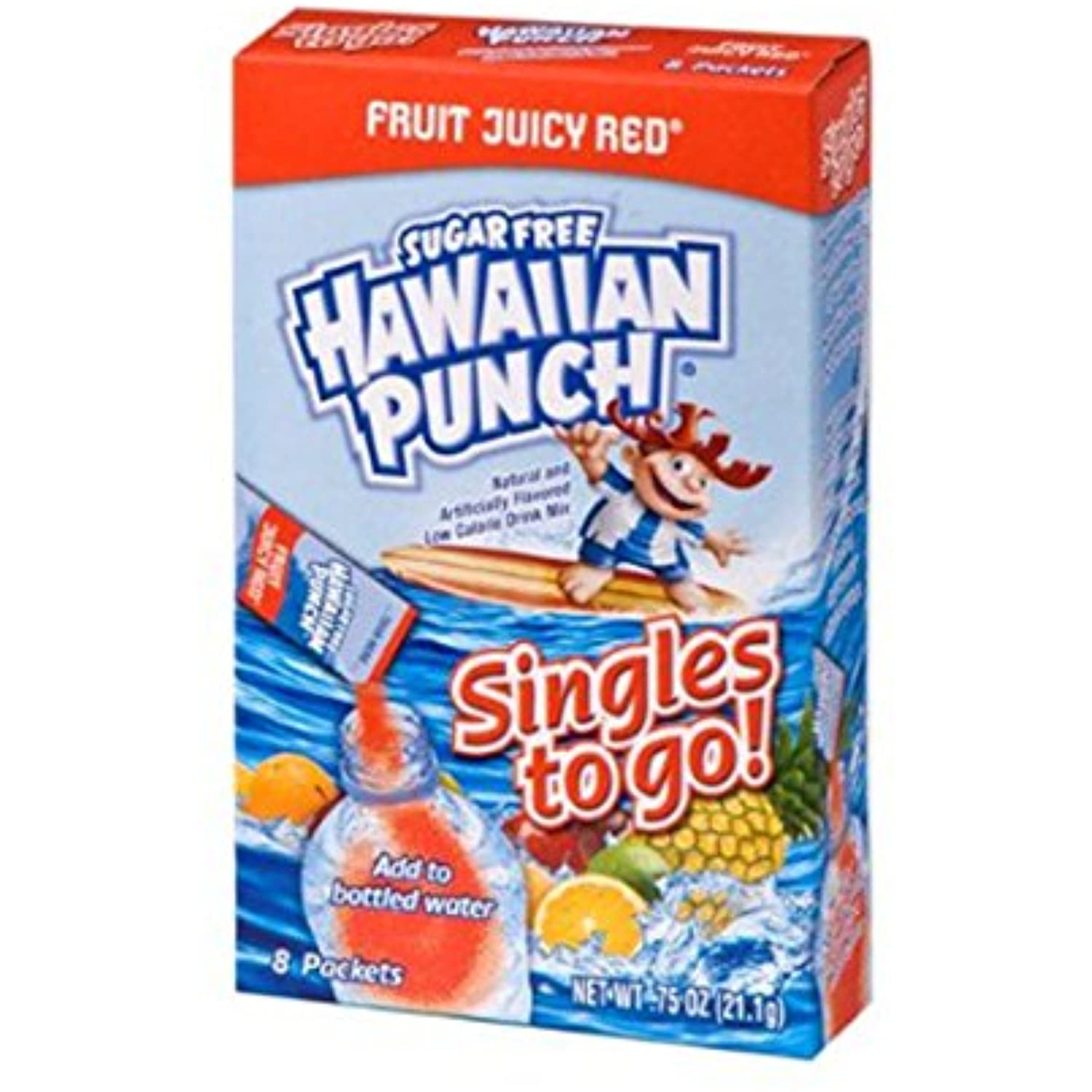 Hawaiian Punch Singles To Go Powder Packets, Water Drink Mix, Fruit Juicy Red, 8 Count Per Pack