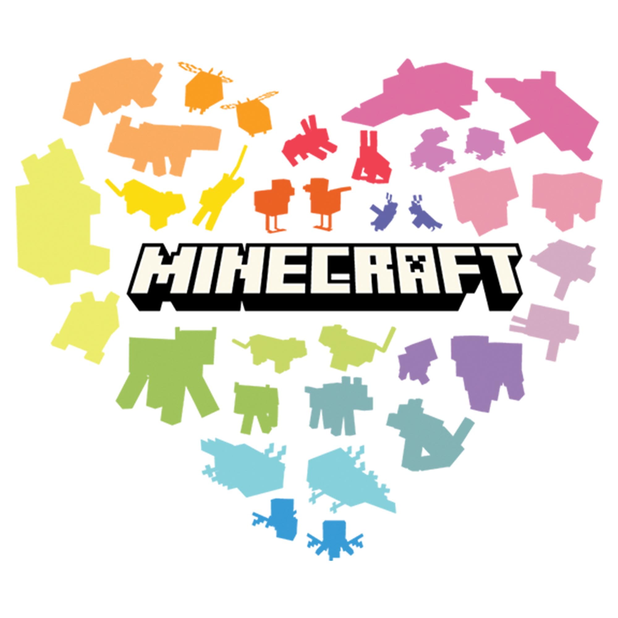 Girls Minecraft Colorful Heart T Shirt