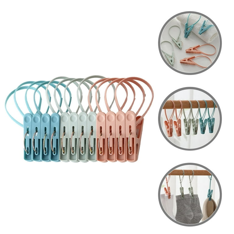 12pcs Small Clothes Pins, Travel Drying Clip With Lanyard, Travel Towel  Socks Drying Clips, Plastic Clothespins, Household Clothes Pegs