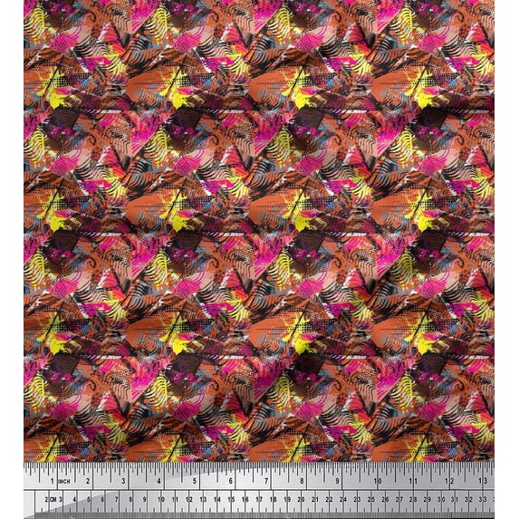 Soimoi Georgette Viscose Fabric Animal Skin Abstract Printed Craft Fabric by the Yard 42 Inch Wide