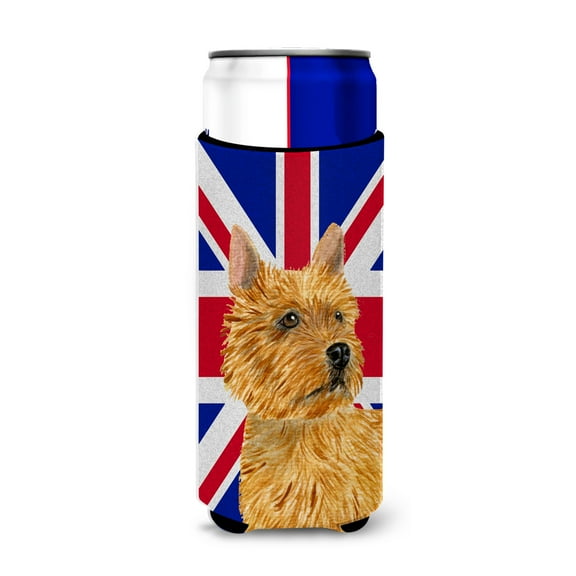 Norwich Terrier with English Union Jack British Flag Ultra Hugger for slim cans