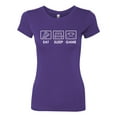 thumbnail image 2 of Eat Sleep Game Video Gamer Gift Fan Pop Culture Womens Slim Fit Junior Tee, Purple Rush, X-Large, 2 of 3