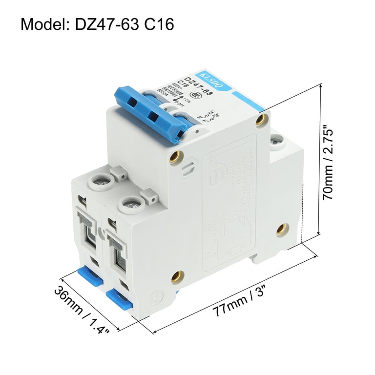 Circuit Breaker Low Voltage AC 16A 400V 2 Pole DZ47-63 C16