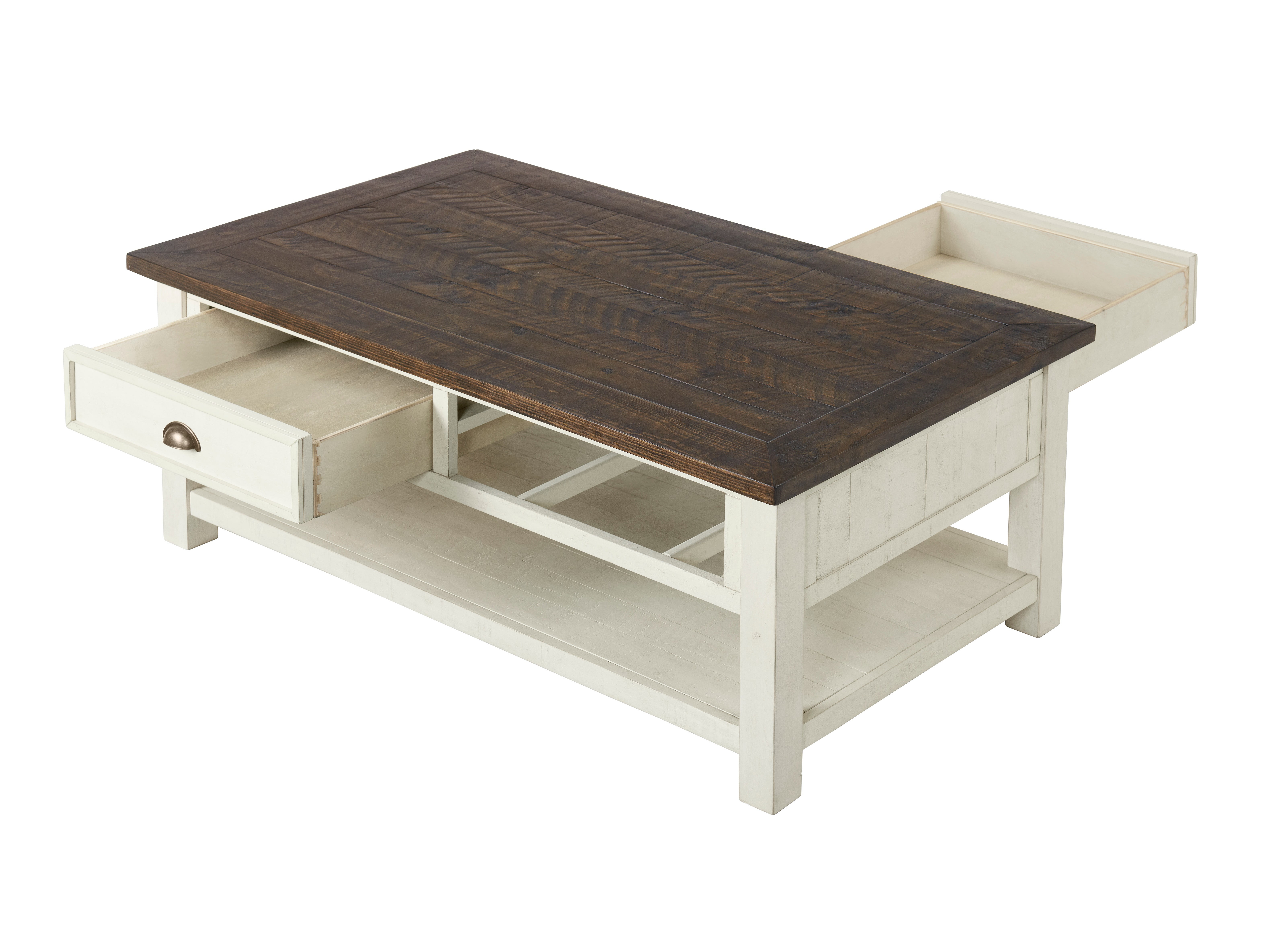 Martin Svensson Home Monterey 50" Coffee Table, Cream White and Brown
