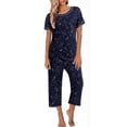 thumbnail image 2 of XINC Christmas Pajamas Women's Pajama Sets Short Sleeve Sleepwear Nightwear Soft Pjs Lounge Sets Blue S, 2 of 4
