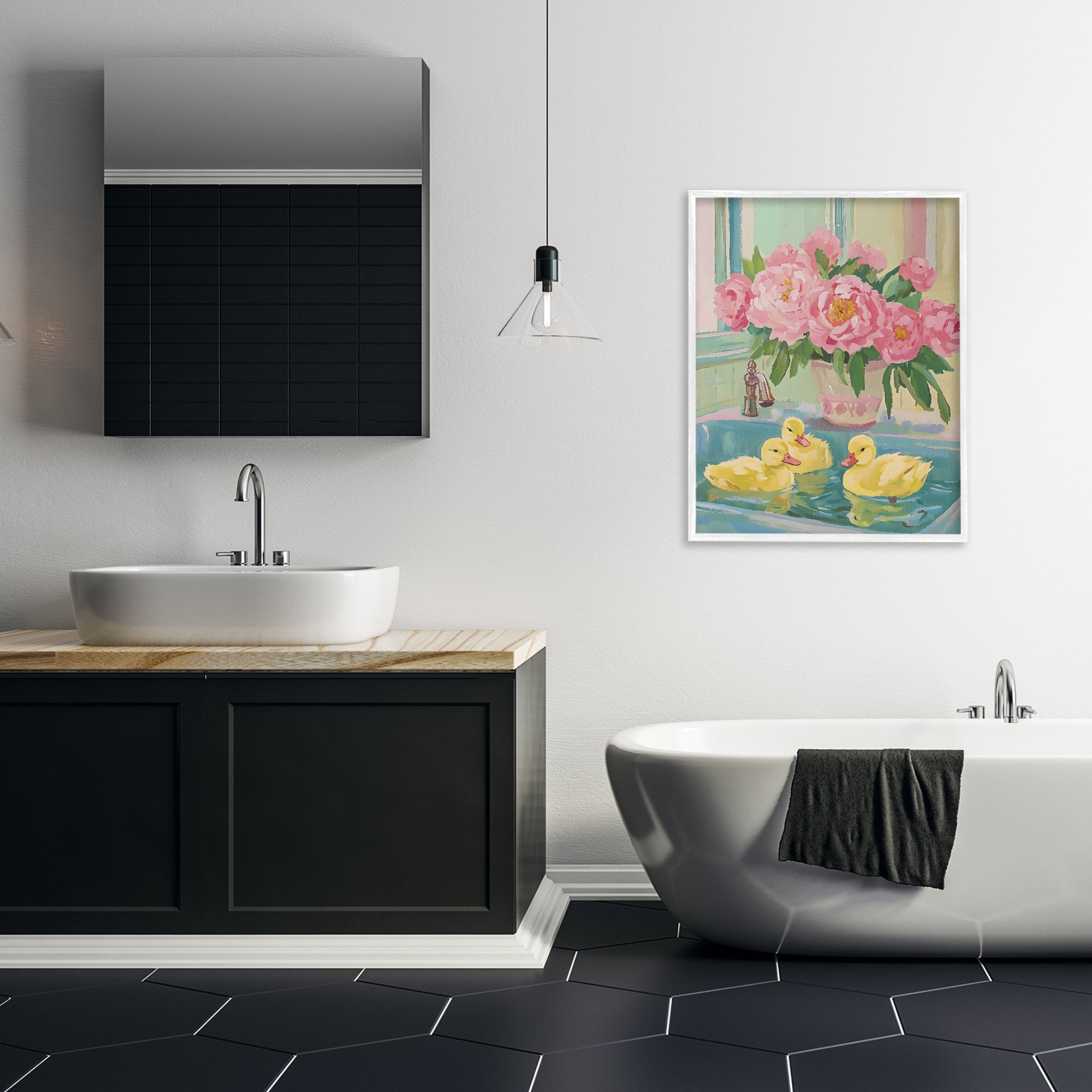 Stupell Industries Ducks in Sink Bath White Framed Giclee Art, design by The Prints Vibe
