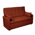 thumbnail image 2 of Red Pull-Out Sofa Bed - Space-Saving Convertible Sleeper with Burlap Upholstery, 2 of 11