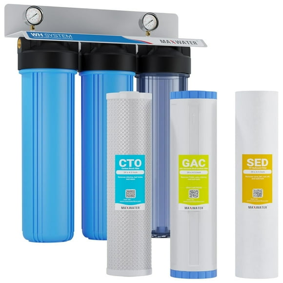 Max Water 3 Stage (Good for City Water) 20-inch Water Filtration System for Whole House