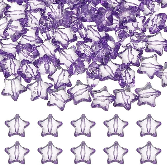 50-Pack Acrylic Star Beads, 28mm Crystal Star Beads for Jewelry Making/Bracelet/Necklace/DIY Crafts [Purple]