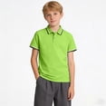 thumbnail image 2 of WUANDIXFA Boys Polo Shirts Kids School Uniform Short Sleeve Tops Cozy Stretch Golf Shirt Lightweight Button Lapel Collar Tshirt (Green, 9-10 Years), 2 of 7