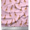 thumbnail image 1 of Soimoi Pink Cotton Jersey Fabric Dot & Giraffe Animal Printed Craft Fabric by The Yard 58 Inch Wide, 1 of 1