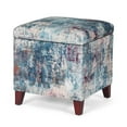 thumbnail image 1 of Adeco 18 Inch High Cube Ottoman Storage Linen Chair Foot Stools Upholstered Vanity Stool with Hinged Lid Solid Wood Legs, 1 of 4