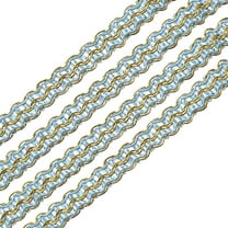 Uxcell Braid Gimp Trim 3/8" x 39 ft Polyester Upholstery Trim Decorative Woven Fabric Ribbon Trim for DIY Craft Sewing Accessories, Gold Blue