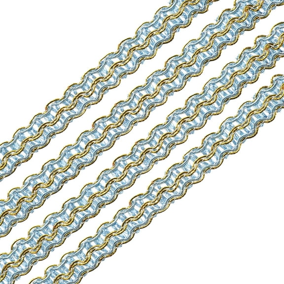 Uxcell Braid Gimp Trim 3/8" x 39 ft Polyester Upholstery Trim Decorative Woven Fabric Ribbon Trim for DIY Craft Sewing Accessories, Gold Blue