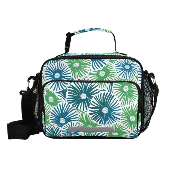Haosy Small Insulated Lunch Box with Shoulder Strap Reusable Cooler Bag for Men Women, Creative Hand-drawn Flowers