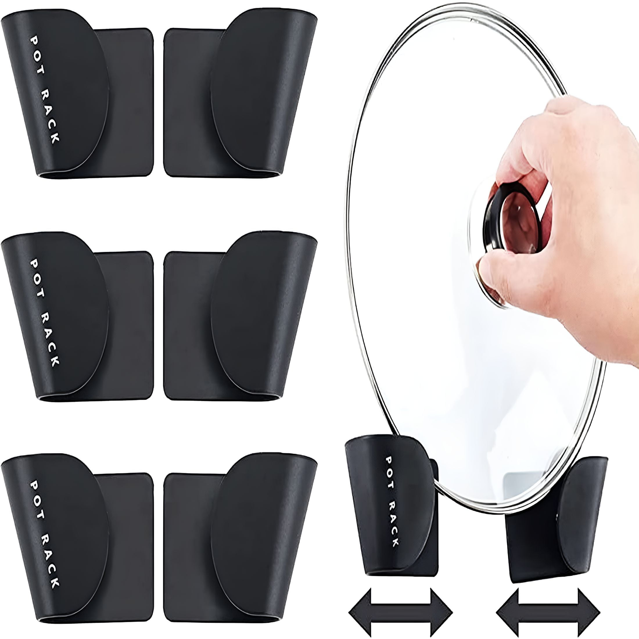 YYST Cabinet Door Pot Lid Rack – Holds 4 Lids (5-10 Inch), Wall Mount Organizer For Kitchen