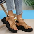 thumbnail image 2 of Xucatan Women's Chunky Sole Wedge Sandals, Round Toe Open Toe Slides with Elastic Back Strap, Crisscross Faux Suede Beach Shoes, Versatile Spring Summer Footwear Gift, 2 of 8