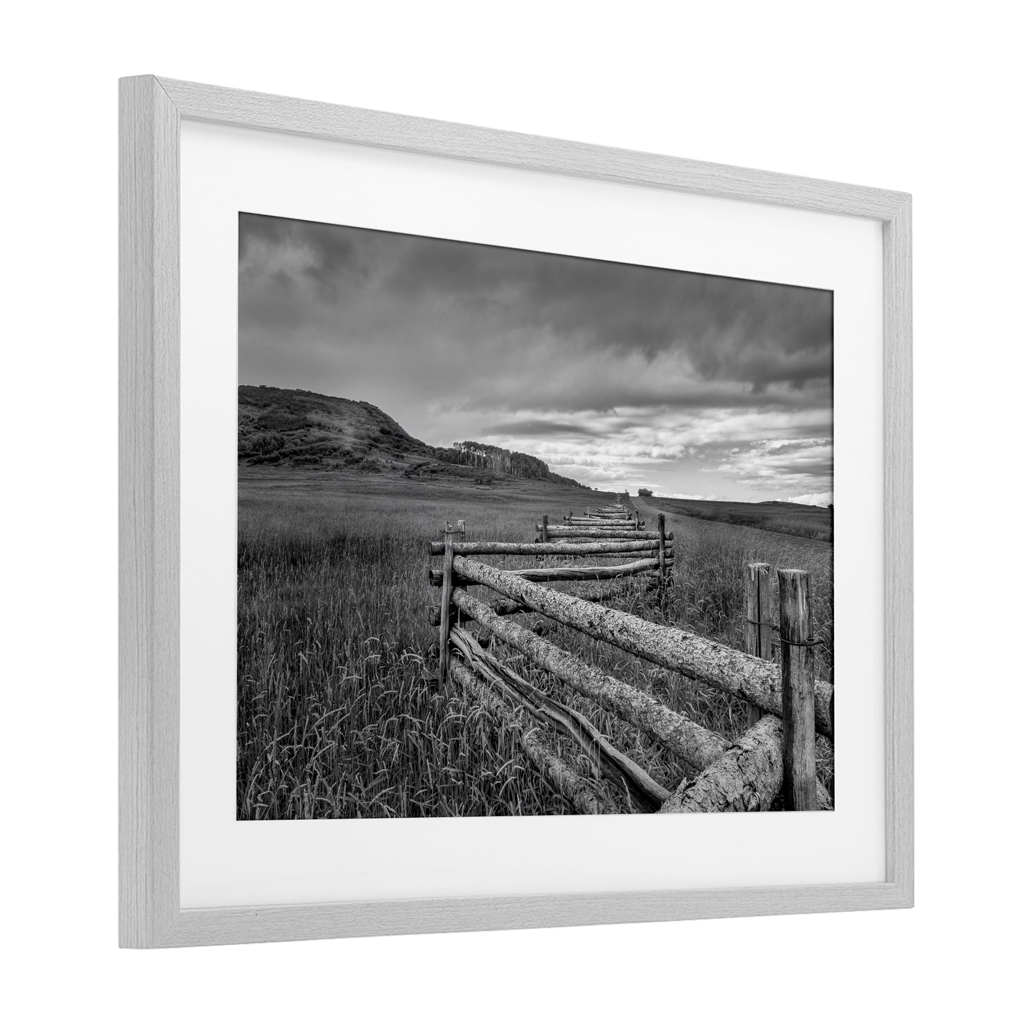 Stupell Industries Weathered Fence to Distant Horizon Gray Framed Print Under Glass, design by Jon Evan