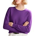 thumbnail image 1 of Chandails Confortables pour Femmes! Fadeal Chandail Tricoté Uni Printemps et Automne Hiver avec Col Rond et Style à Manches Longues Chandail à Capuchon Tricoté pour Femmes Violet G, 1 of 4