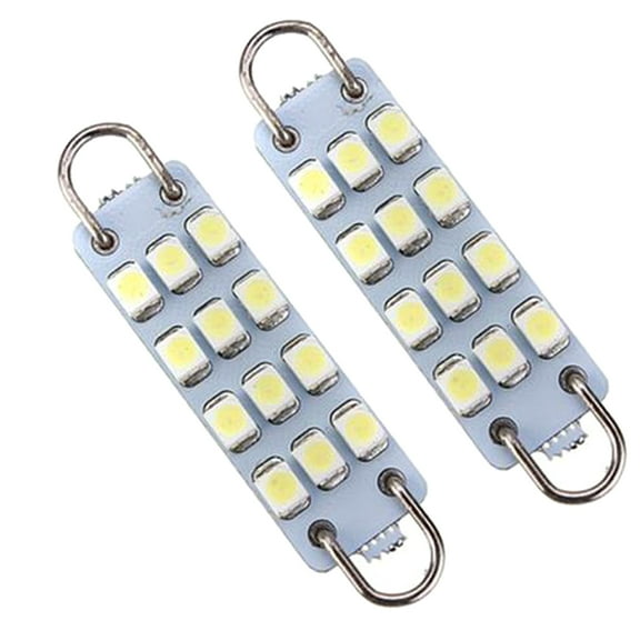 2x Super White 43MM Festoon 12-SMD LED Cargo Dome Light Bulb