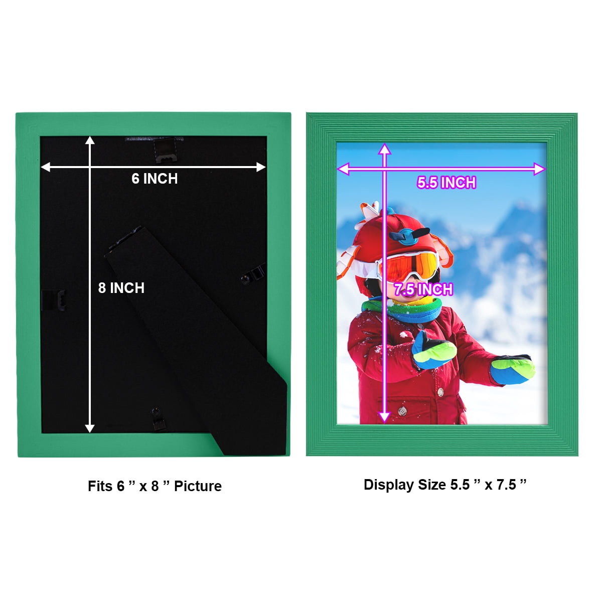 Grooved 6 in. x 8 in. Green Picture Frame Set (Set of 4)