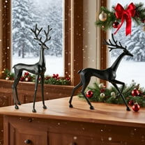 Black Reindeer Christmas Decoration,European-Style Imitation Reindeers Statue,Elegant Christmas Reindeer Figurines,Xmas Tabletop Decoration for Mantel Living Room Bedroom Home