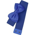thumbnail image 2 of INSPIRE CHIC Women's 2Pcs Bowknot Elastic Belts, 2.4" Width Elegant Cute Stretchy Cinch Waistband for Dress Wedding 24 - 32" Black+Royal Blue, 2 of 6
