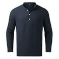 thumbnail image 2 of Caqnni Men's Casual Long Sleeve Button Down Shirts Linen Beach Summer Shirts (Navy,5XL), 2 of 5