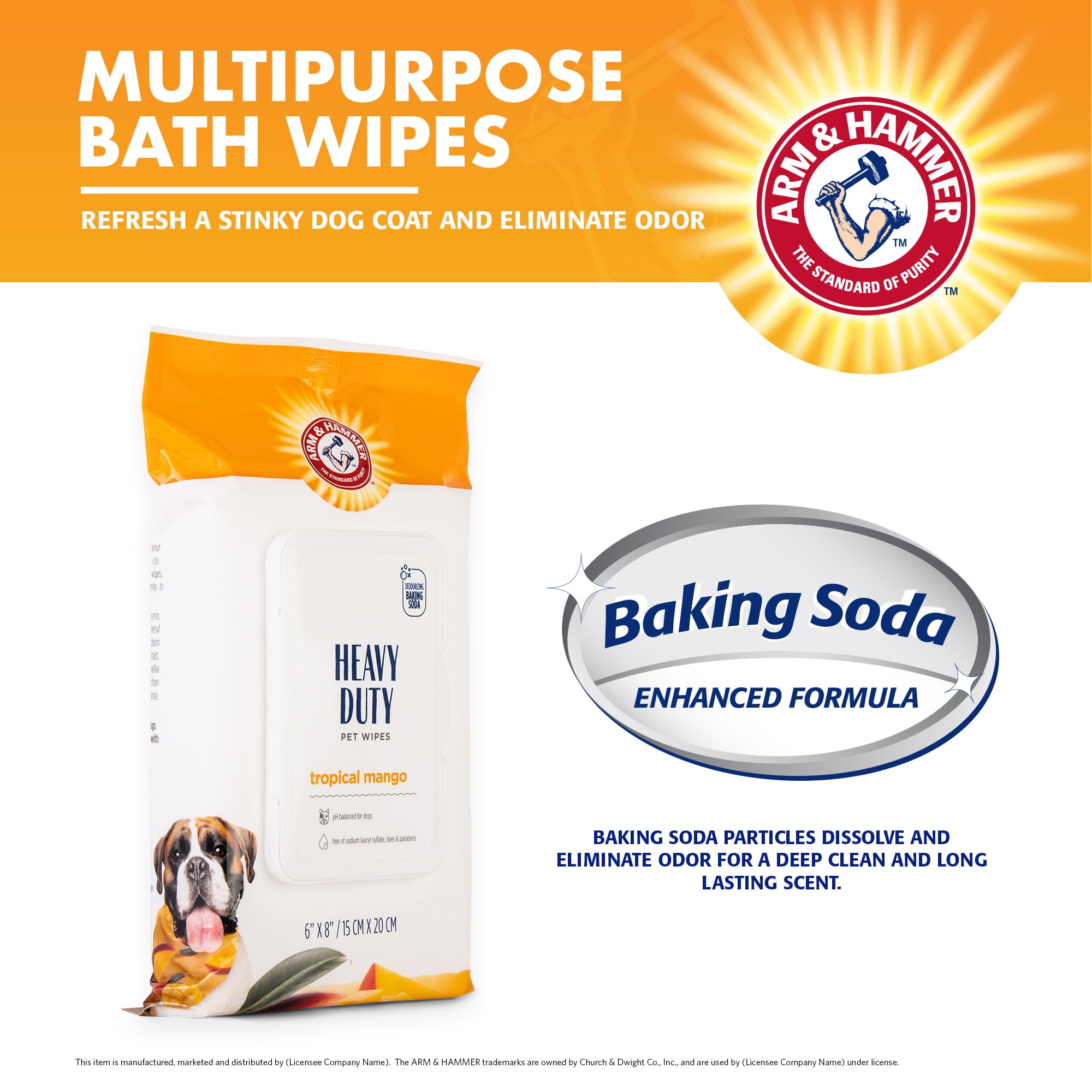 Arm & Hammer Heavy Duty Multi-Purpose Dog Wipes with Tropical Mango Scent, 100 Count