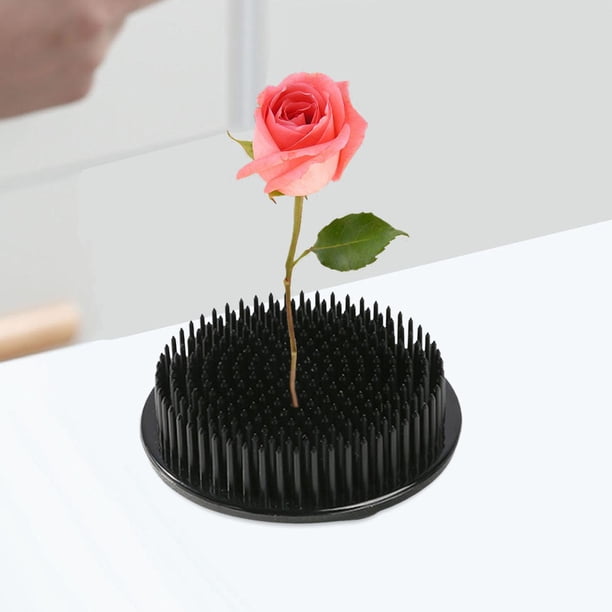 flores, soporte de base para arreglos de suministros florales, liviana, arreglo de jarrón duradero para decoración de patio, Redondo Negro BLESIY Titular de alfiler de rana