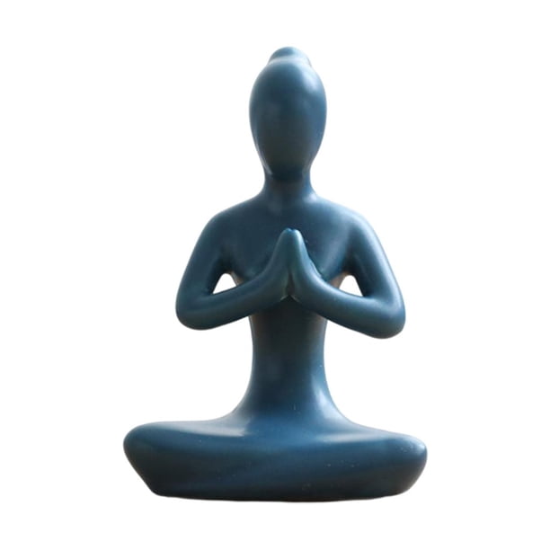 Estatua de figura abstracta decorativa de chica de yoga minimalista Diseño azul 2