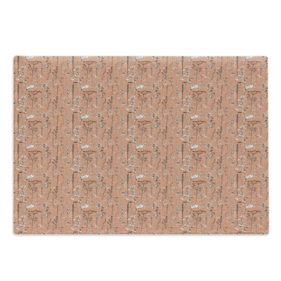 Botanical Cutting Board, Design Plants Herbs and Flowers Repetitive Pattern, Decorative Tempered Glass Cutting and Serving Board, in 3 Sizes, by Ambesonne