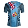 thumbnail image 2 of Camiseta con cuello en V y estampado 3D de la bandera de la República de Fiji Camiseta con cuello en V y emblema gráfico de rugby de Fiji para hombres Camisetas de moda, 2 of 5