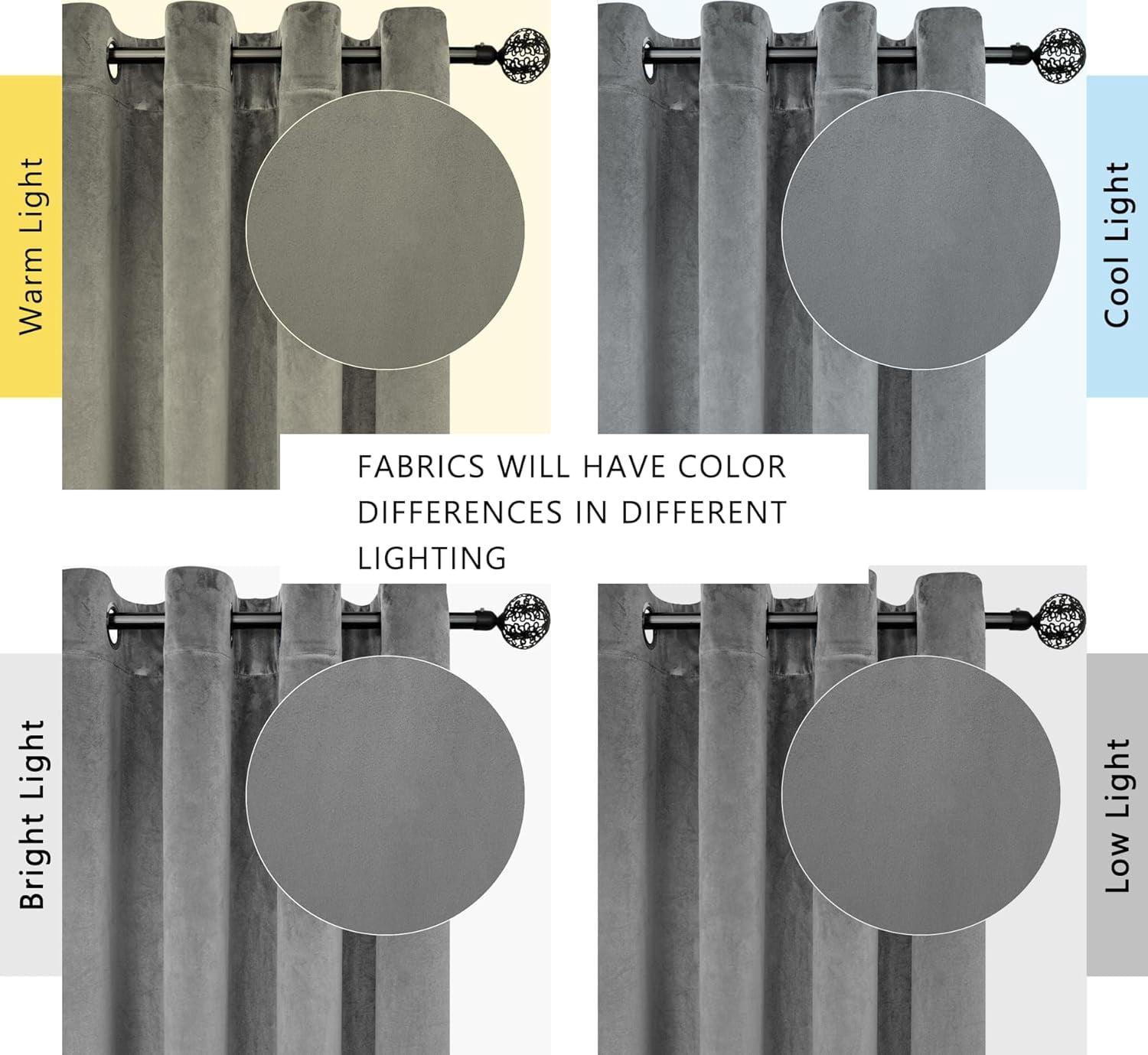 SMILETIME Grey 52 X 96in Velvet Curtains with Grommet, Thermal Insulated Soft Privacy Noise Reducing Light-filtering Velvet Drapes for Living Room, 2 Panels