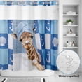 thumbnail image 2 of No Hook Shower Curtain, Funny Giraffe Shower Curtains for Bathroom with See Through Top Window, Cute Art Modern Lovely Animals on Showering Waterproof & Washable Bath Curtain Long 72"x78", 2 of 9