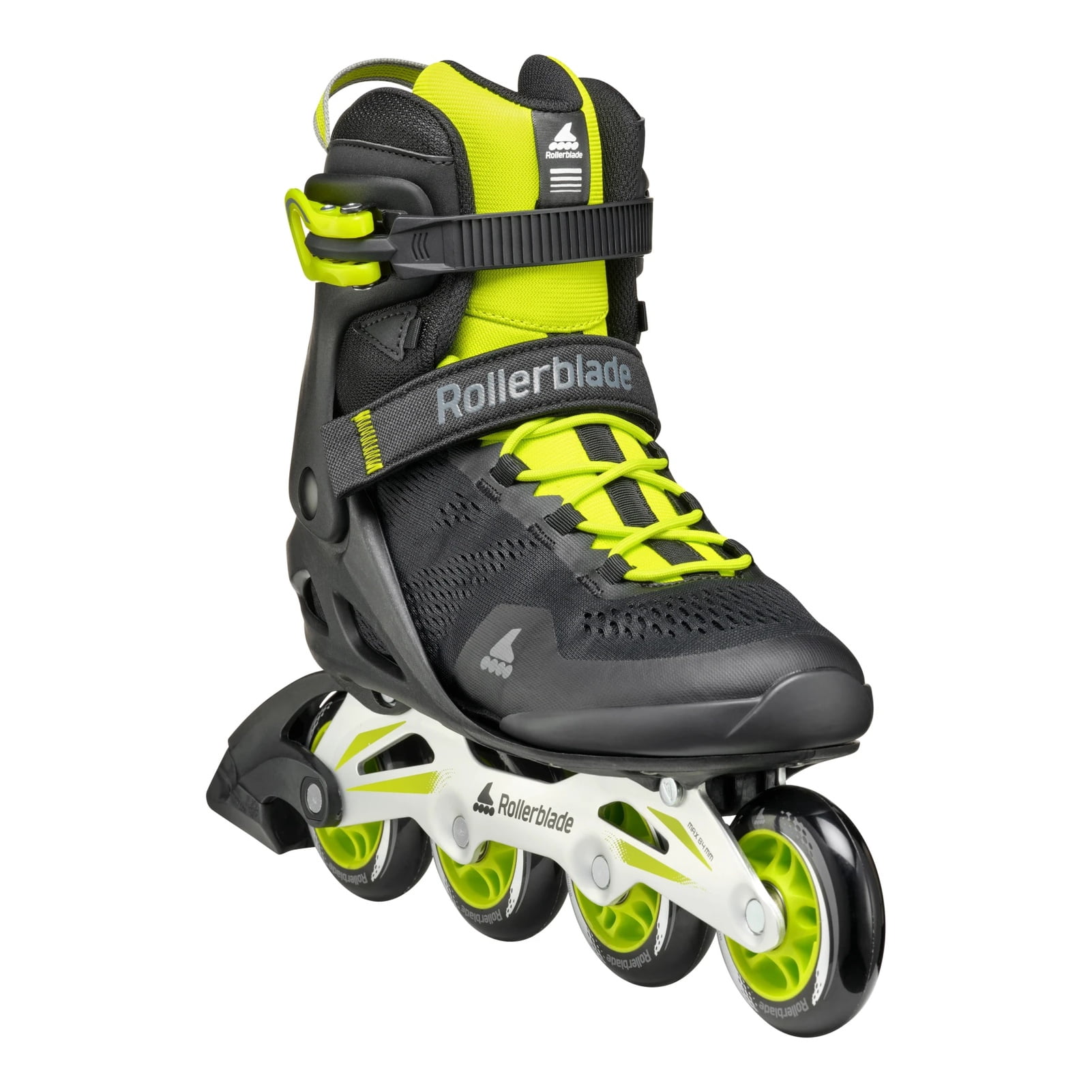 ROLLERBLADE Adult Male Macroblade 80 Inline Skates, Color: Black/Lime, Size: 10/10.5