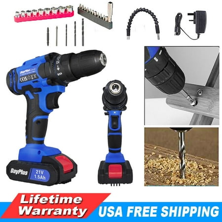 

Bowoshen New 21V Cordless Drill Electric Screwdriver Rechargeable Handheld Drill 2-Speed
