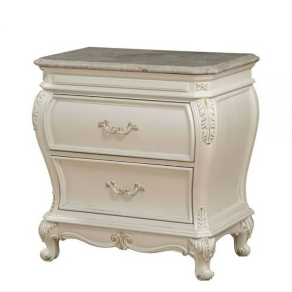 Ergode Nightstand w/Granite Top Pearl White